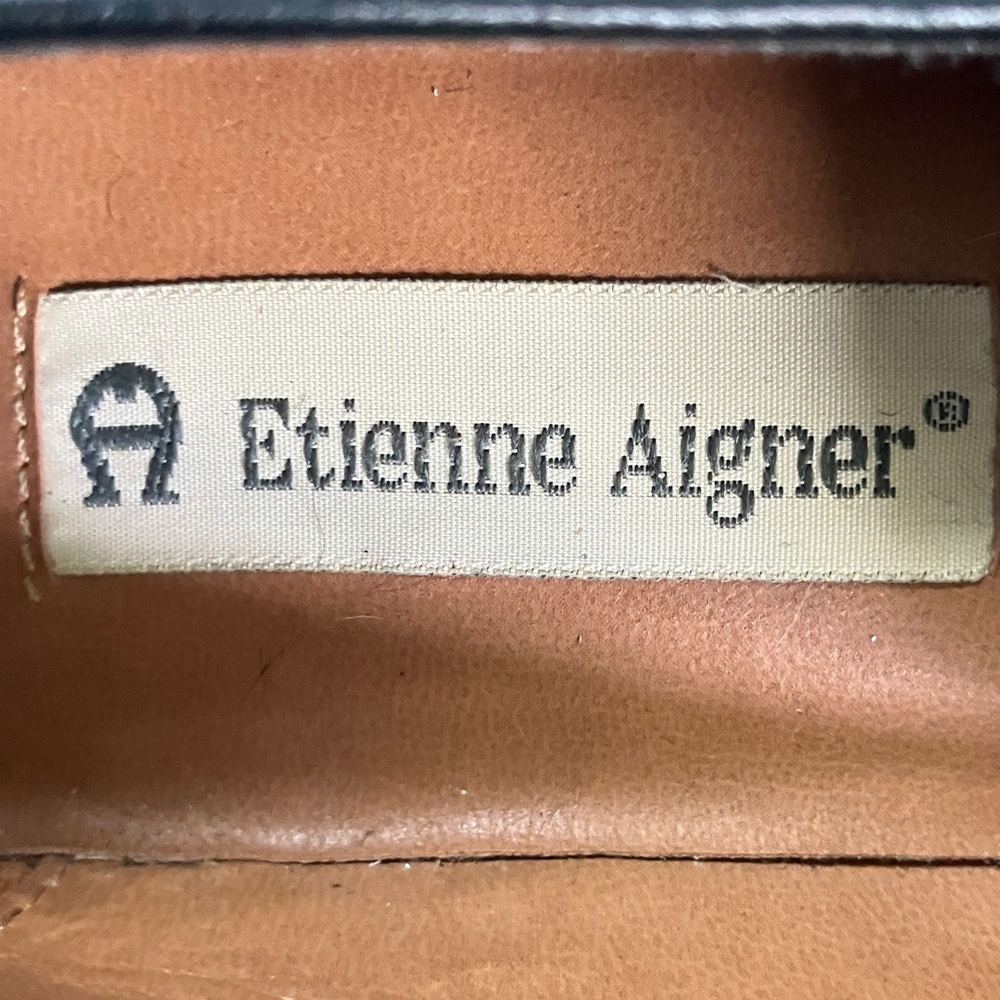 Etienne Aigner Black Leather Penny Loafers “Mallory” Women’s Size 7M - Picture 5 of 15